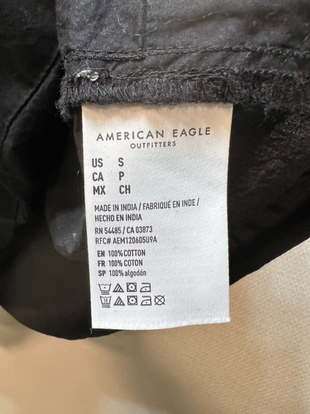 American Eagle Women's Poplin Babydoll Mini Dress Puff Sleeve Size Small Black - Picture 5 of 9